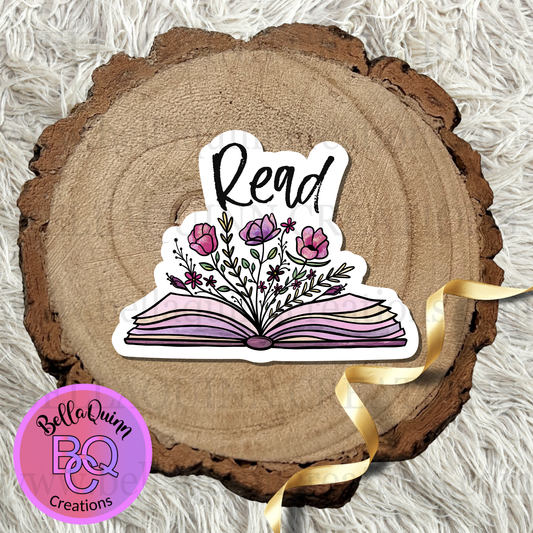 Floral Book Vinyl Die Cut Sticker