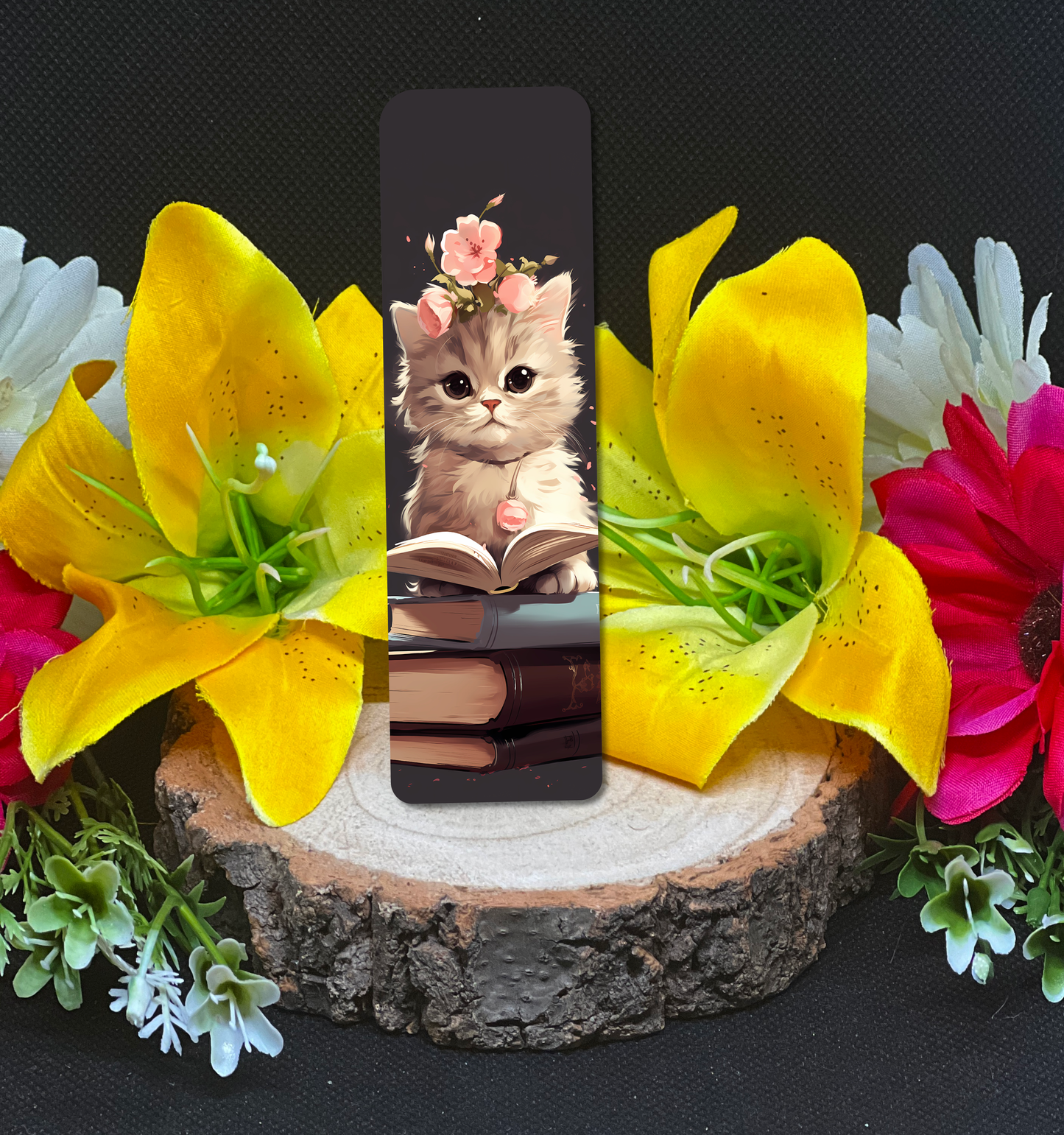 Cat Sitting on a Stack of Books Bookmark