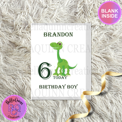 Personalisation Dinosaur Birthday Boy Card