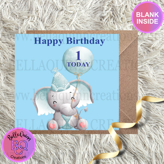 Elephant Card - 1st Birthday