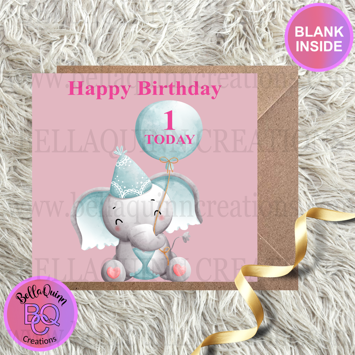 Elephant Card - 1st Birthday