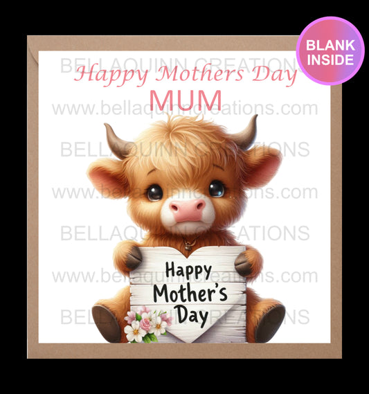 Mothers Day Card - Highland Cow