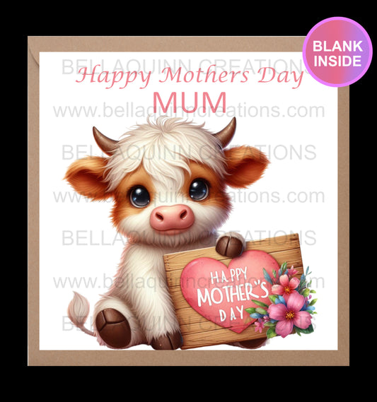Mothers Day Card - Highland Cow