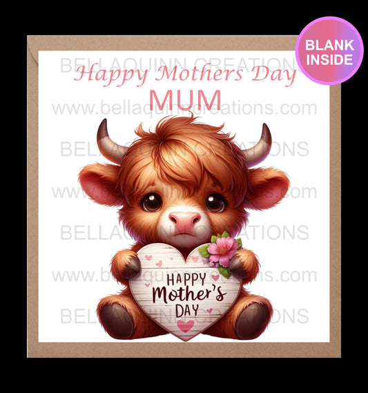 Mothers Day Card - Highland Cow