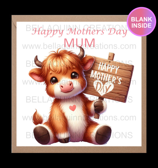 Mothers Day Card - Highland Cow