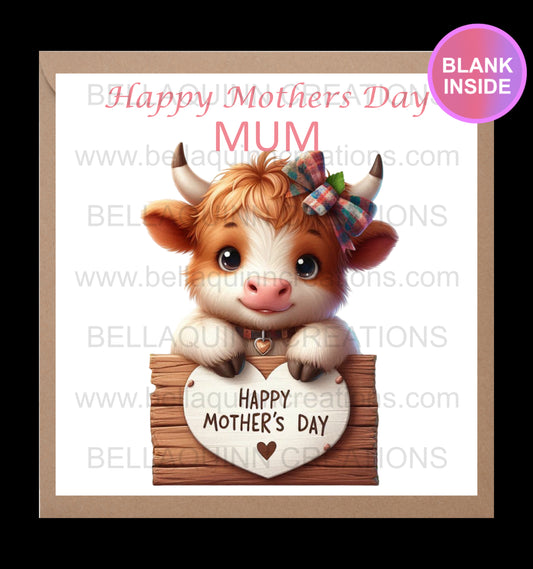 Mothers Day Card - Highland Cow