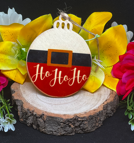 Ho Ho Ho Wooden Christmas Tree Decoration