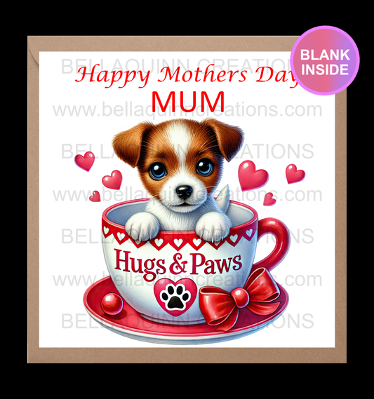 Mother Day Card - Pup in a Cup - Jack Russell