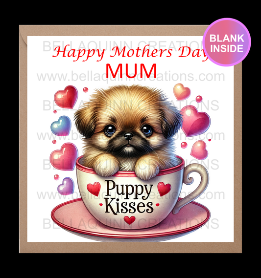 Mother Day Card - Pup in a Cup - Pomeranian