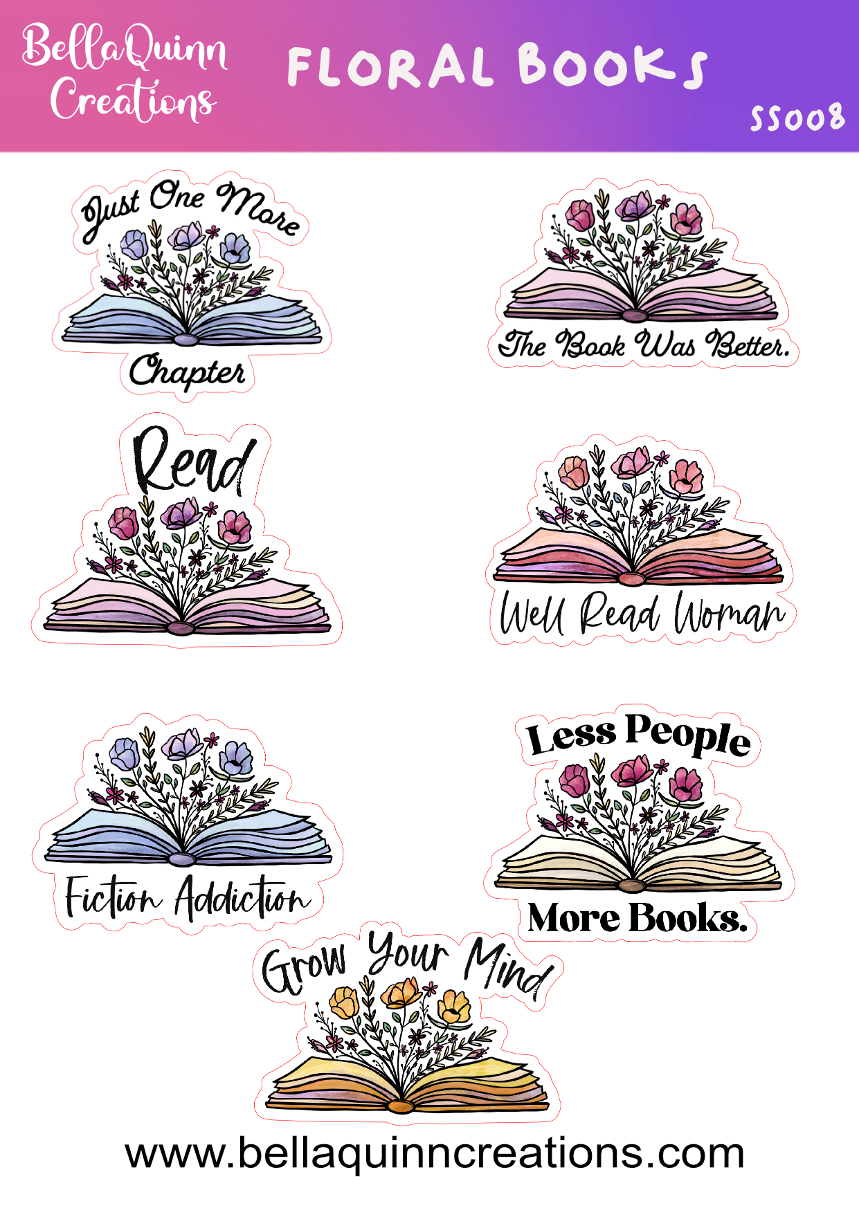 Floral Book Sticker Sheet