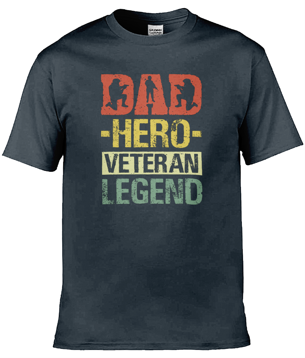 Gildan GD001 Softstyle Adult Ringspun T-Shirt Dad Hero Veteran Legend T-Shirt Design (1)