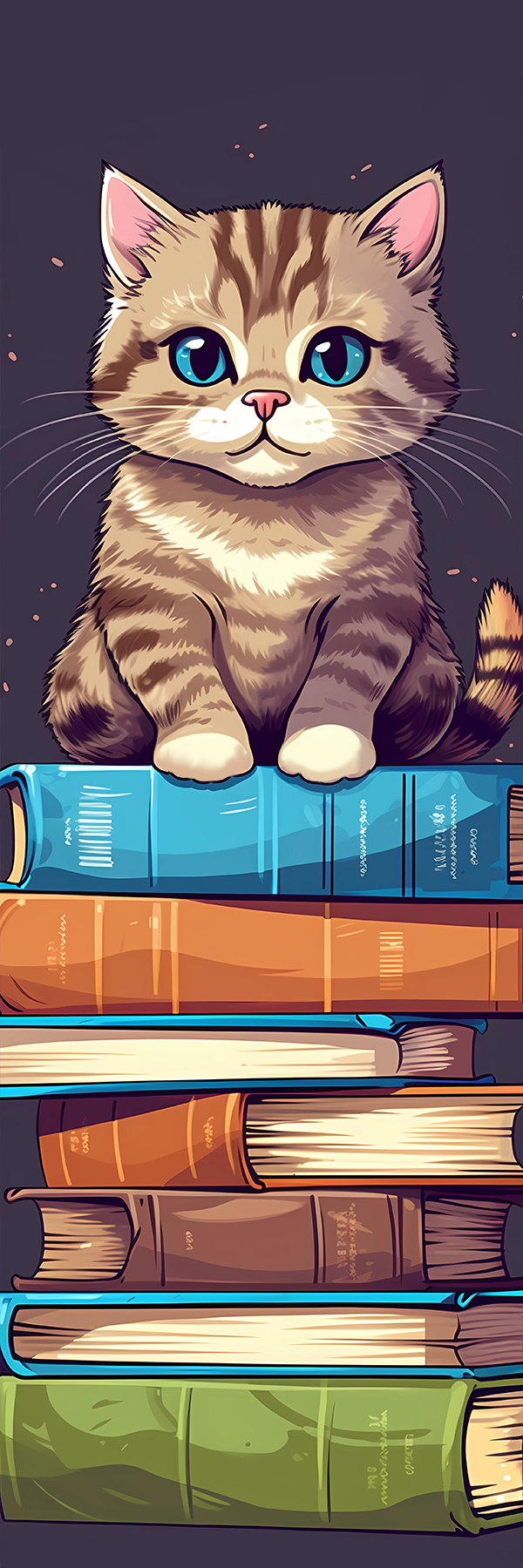 Cat Sitting on a pile of books Bookmark